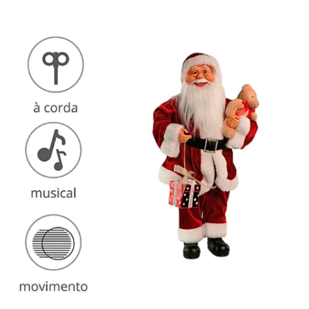 Papai Noel À Corda Musica Movimento 45Cm