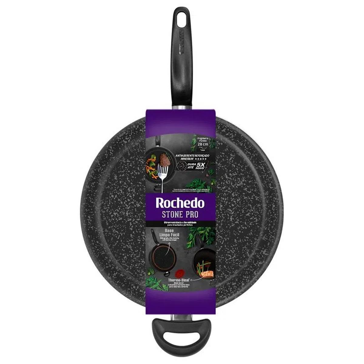 Frigideira Rochedo Funda Stone Antiaderente 28 Cm Preta Jc28 R2Z1GVB81