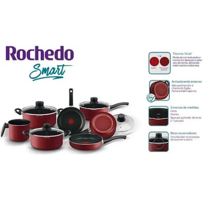 Conjunto Panelas 7 Pecas Rochedo Smart Vermelho