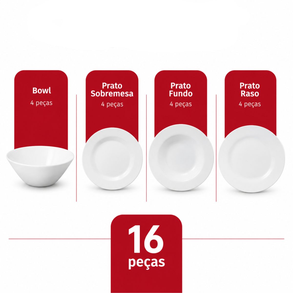 Aparelho De Jantar White 16 Peças - Allmix 107162