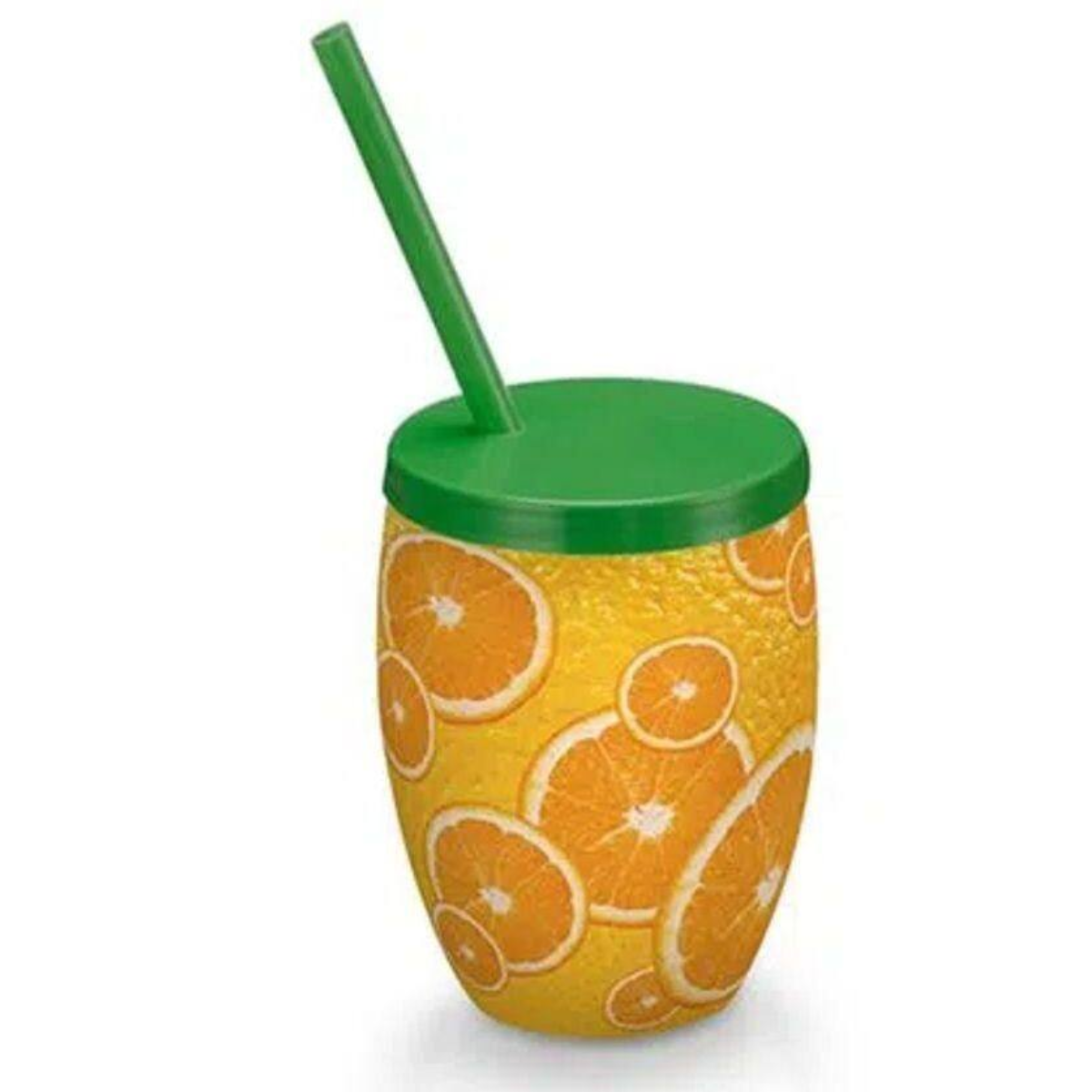 Copo com Canudo Fruta Laranja 650ML -Injetemp