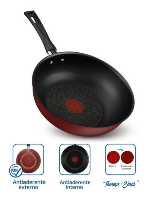 Frigideira Funda 24Cm Rochedo Limpa Facil - Vermelho