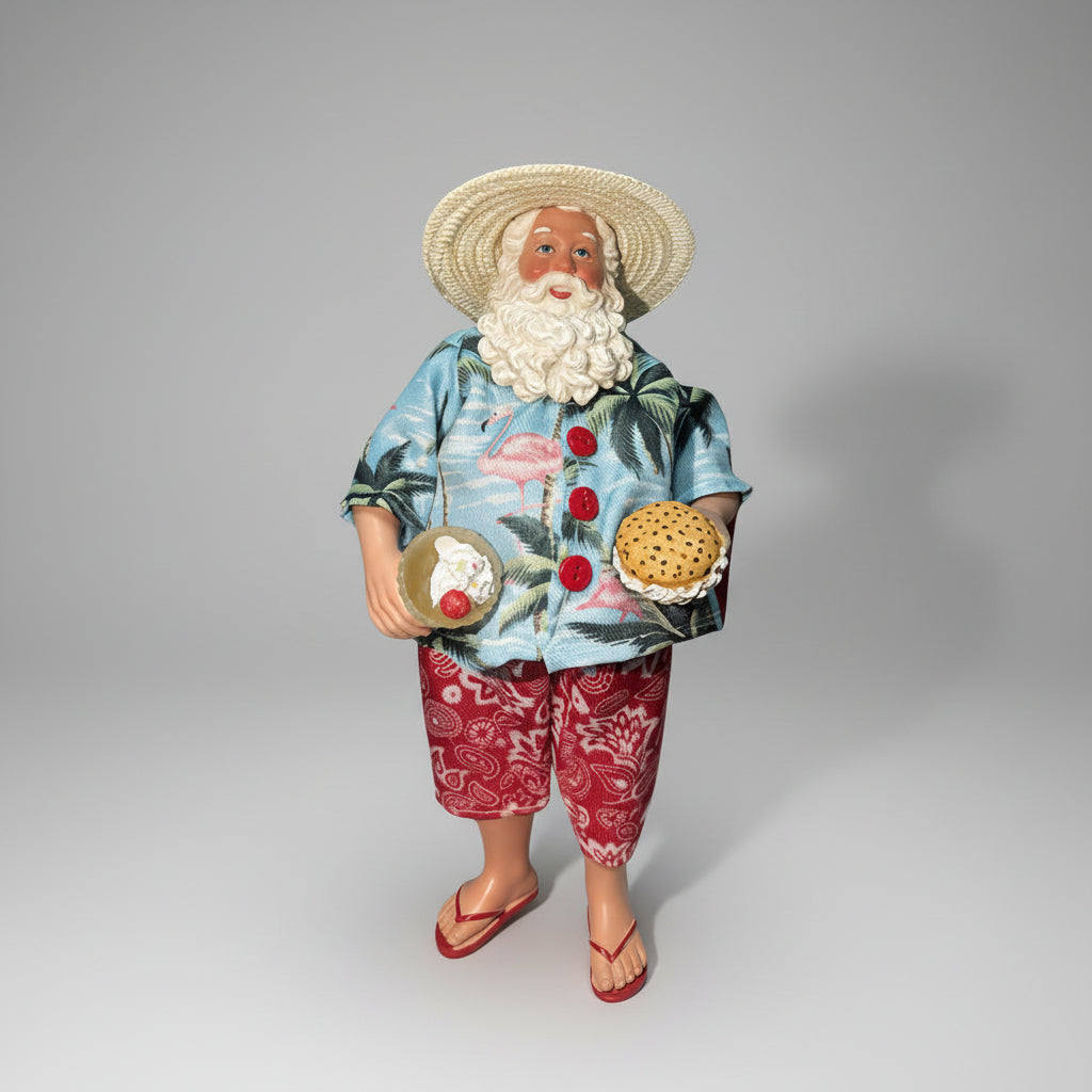 Papai Noel Praiano Chapeu e Chinelo 28cm