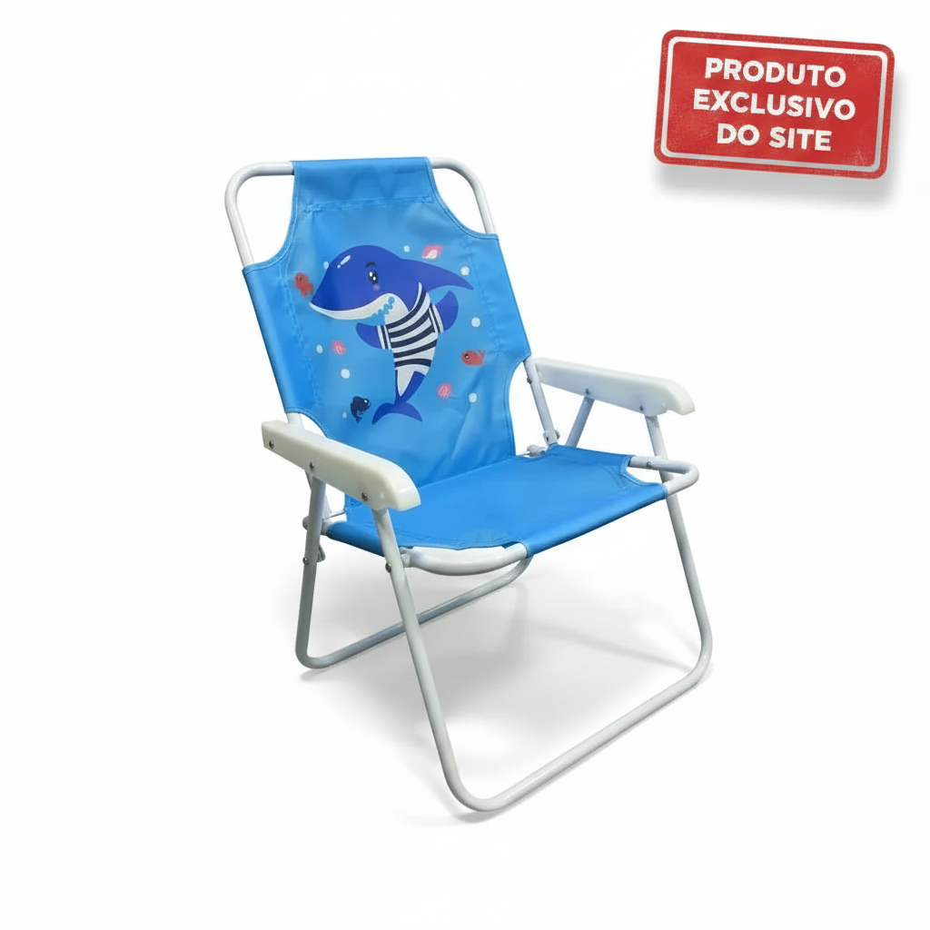 Cadeira De Praia Infantil Tubarão De Oxford 53CM X 25CM X30CM - Loja Do Thor
