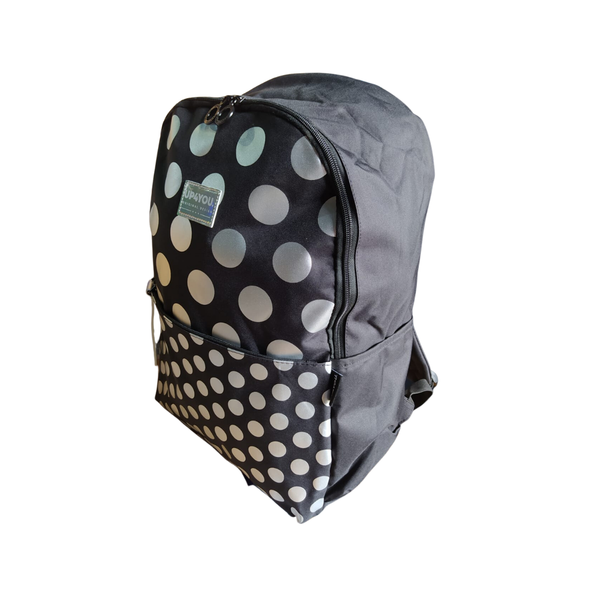 Mochila Juvenil Preta C/ Bolinhas Prata Up4you