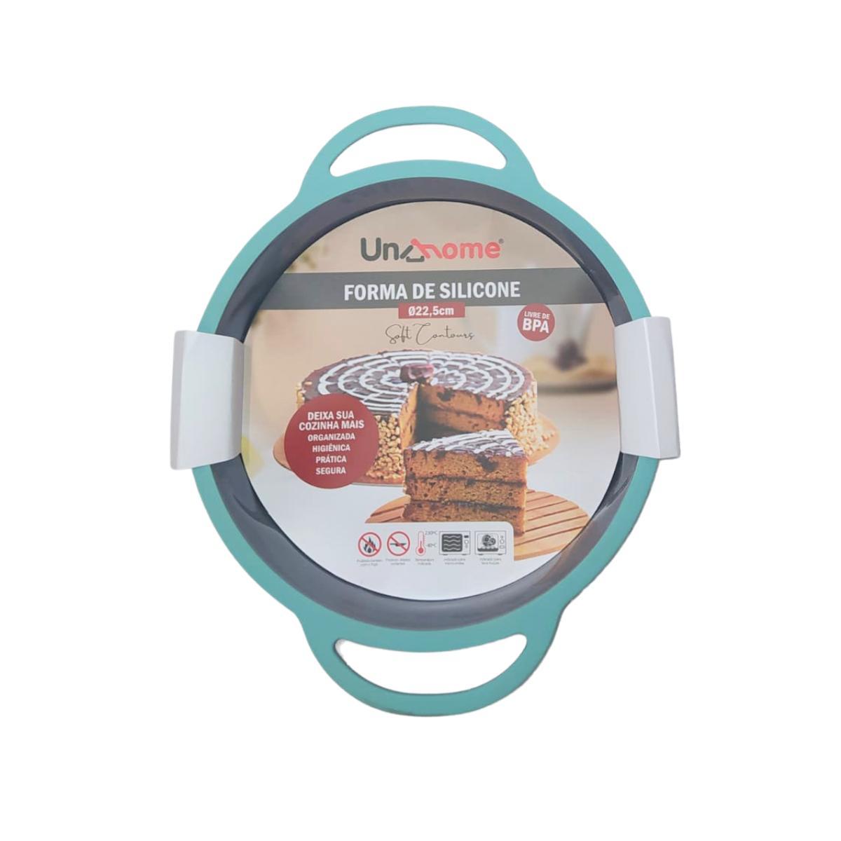 Forma Redonda de Silicone Soft Cinza C/ Verde 22,5cm