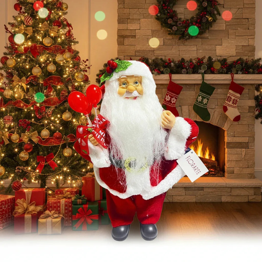 Papai Noel Natal Em Pe Vermelho Branco 30Cm Florarte - Loja Do Thor