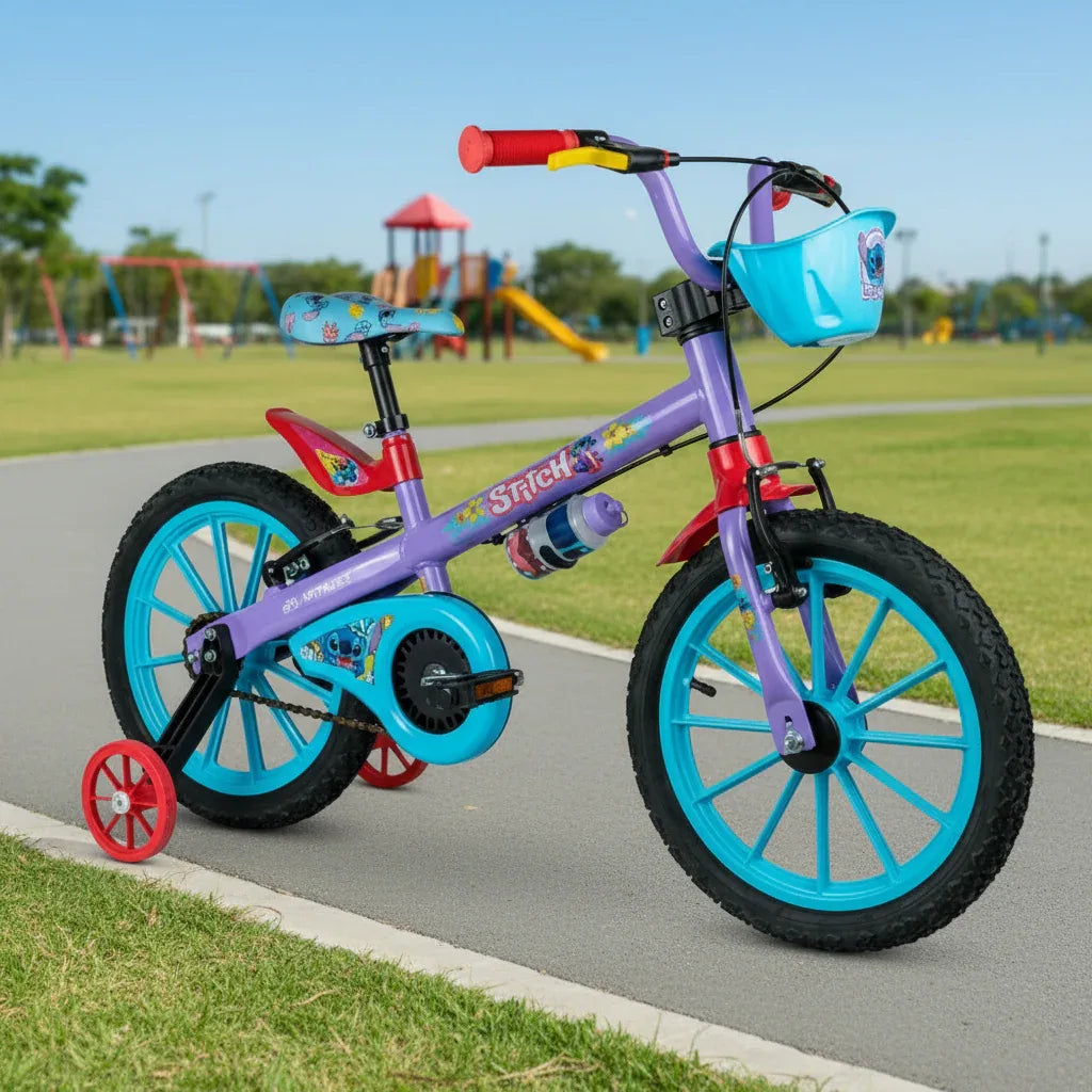 Bicicleta Infantil Nathor Aro 16 Com Rodinhas Stitch 2 - Loja Do Thor