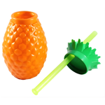 Kit com 10 Copos Abacaxi com Canudo e Tampa para Festa Tropical