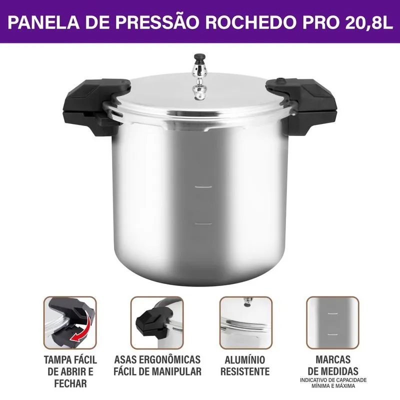 Panela de Pressão de Alta Capacidade Rochedo Pro 20,8L