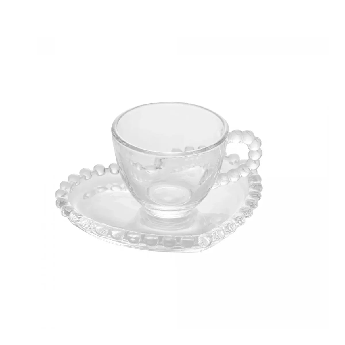 Conjunto 4 Xícaras de Chá Com Pires Coração Pearl 180ml - Loja Do Thor