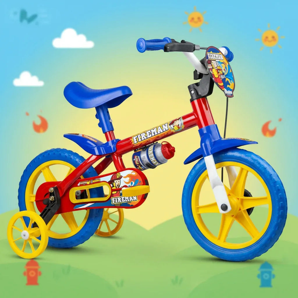 Bicicleta Infantil Crianca Fireman Aro 12 - Nathor - Loja Do Thor