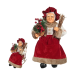 Enfeite Mamãe Noel Sentada 40cm Decoração Som E Movimento -Florarte