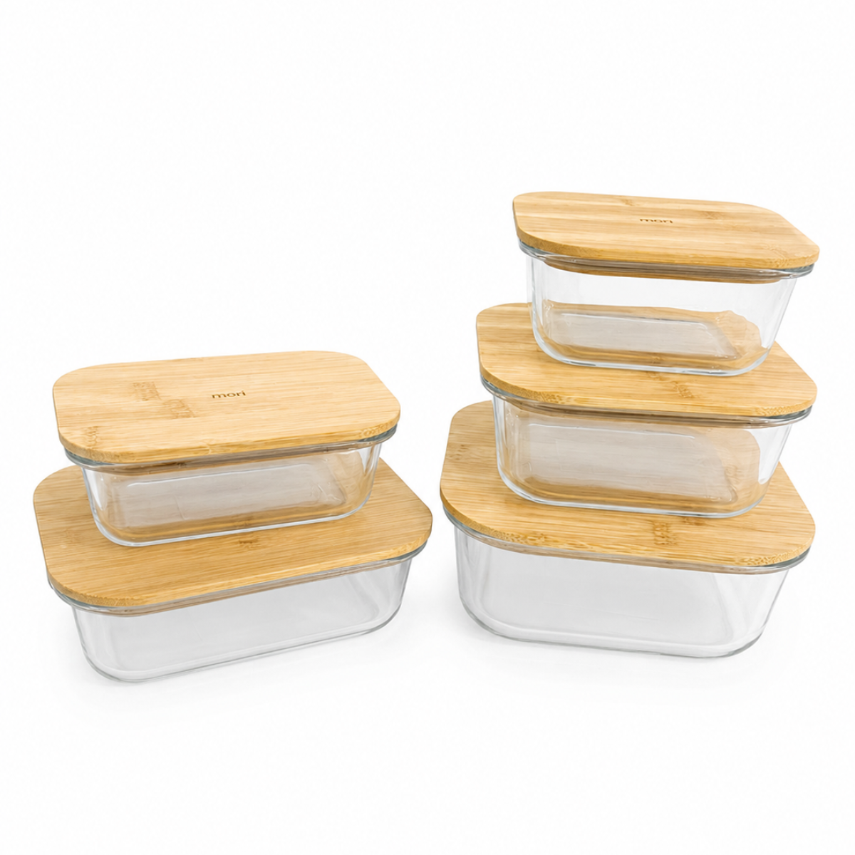 Conjunto Potes Hermeticos Quadrado e Retangular Bambu -Mori
