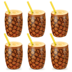 Kit 6 Copos Abacaxi Decorados Injetemp 650ml