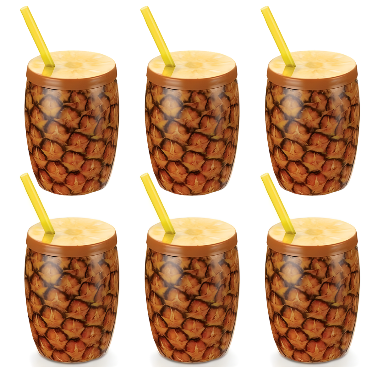 Kit 6 Copos Abacaxi Decorados Injetemp 650ml