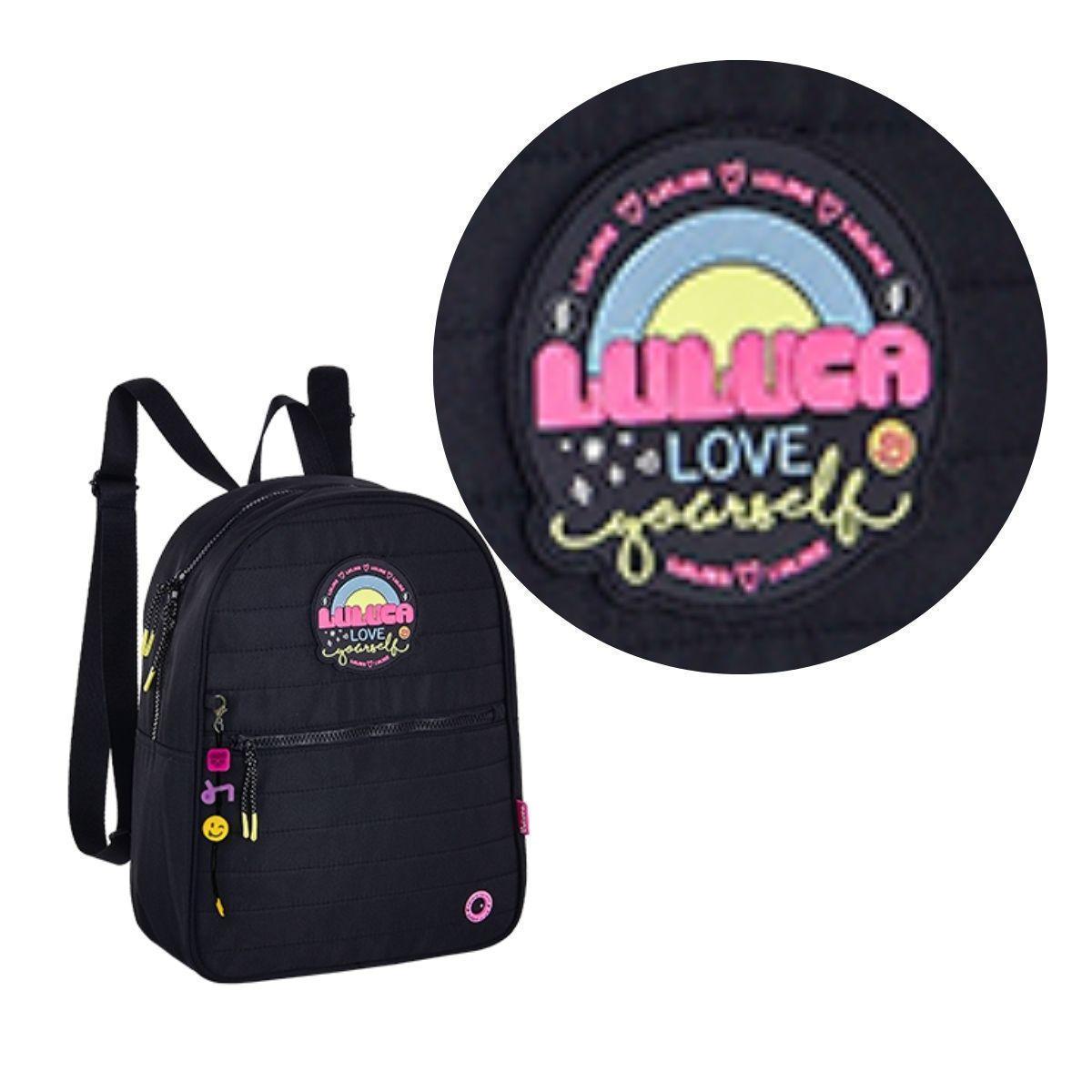 Mochila de Costas Infantil Luluca Love Preta Semax LU3176PT
