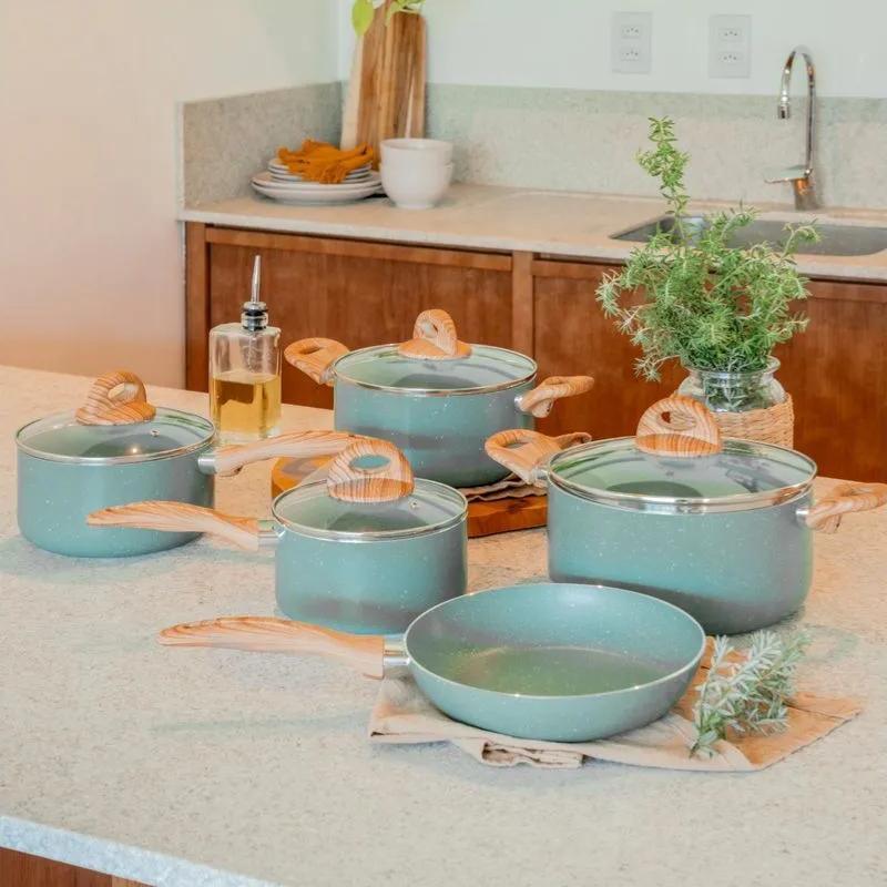 Conjunto De Panelas Brinox Ceramic Life 5 Peças Verde - Loja Do Thor