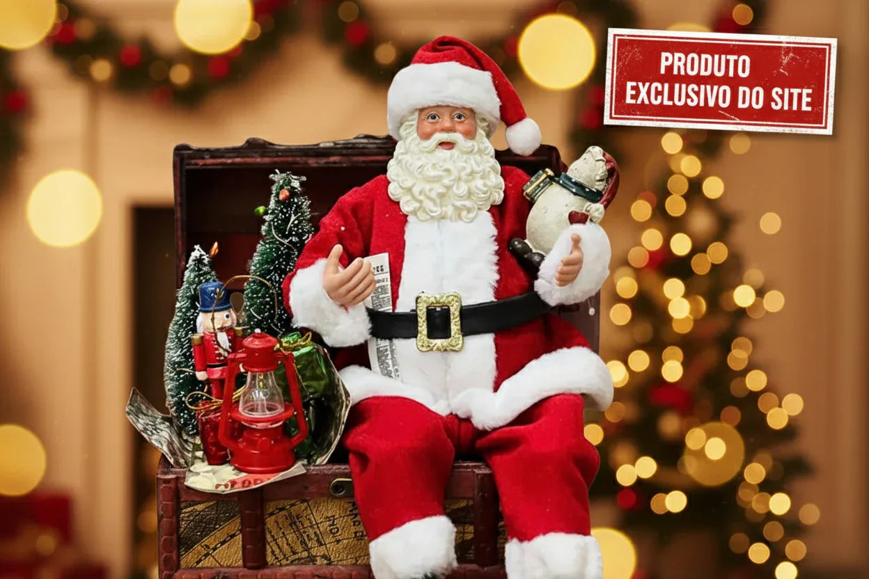 Papai Noel Sentado No Bau 28 Cm - Magizi - Loja Do Thor
