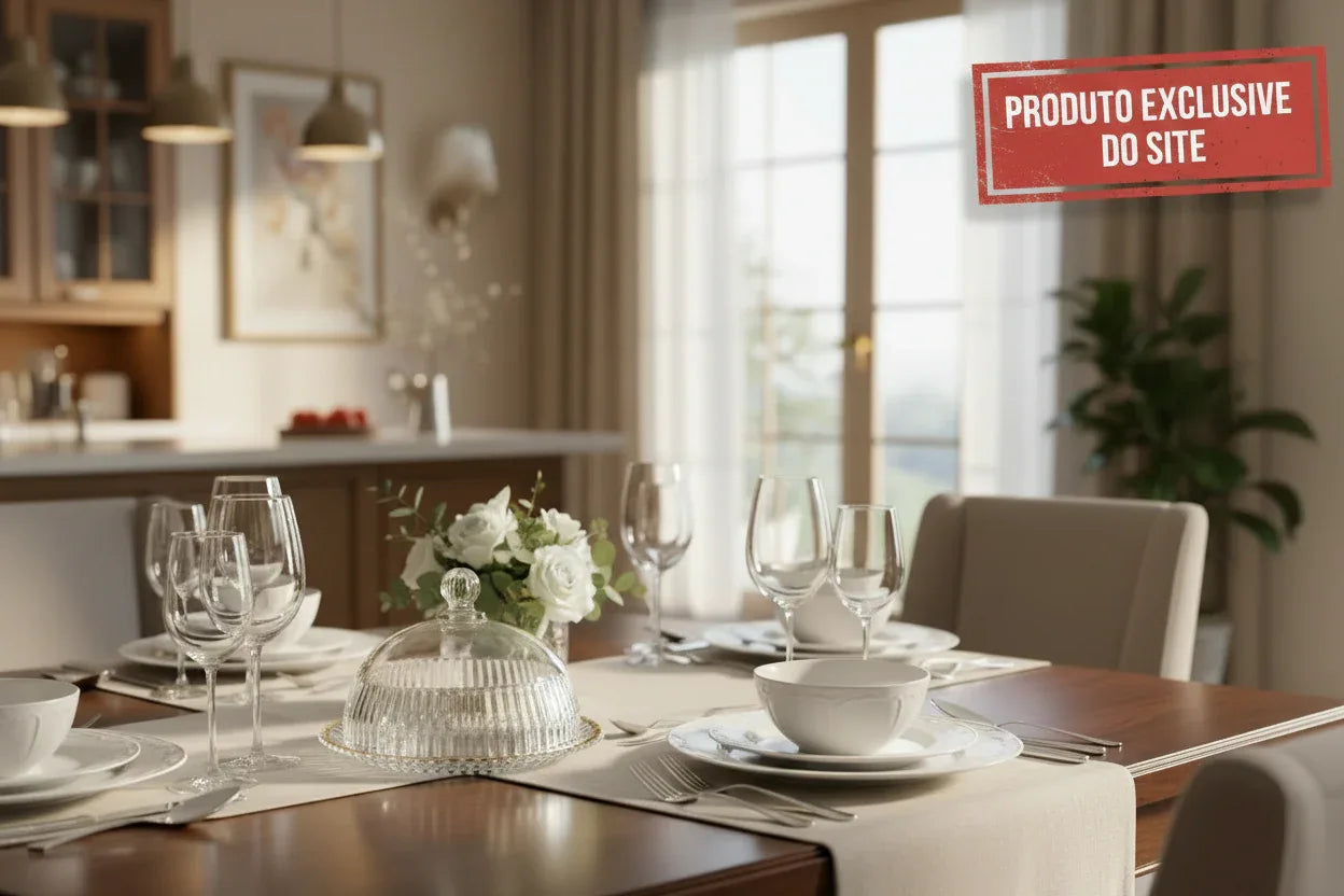 Queijeira de Cristal com Tampa e Fio de Ouro Império - Wolff - Loja Do Thor