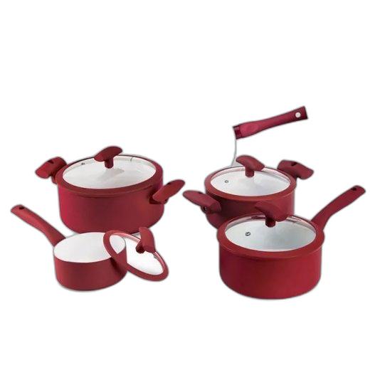 Conjunto de Panelas Inducao 5 Pecas Vermelho - Hercules