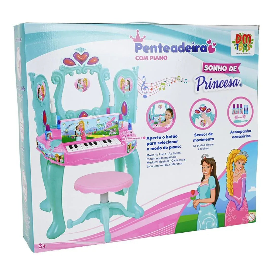 Penteadeira Infantil Sonho Princesa Piano E Acessorios Dm - Loja Do Thor