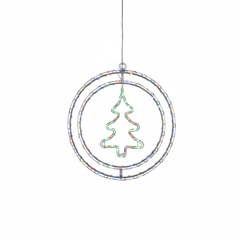 Argola Dupla C/ Figuras Árvore 80LEDs Colorido - Global