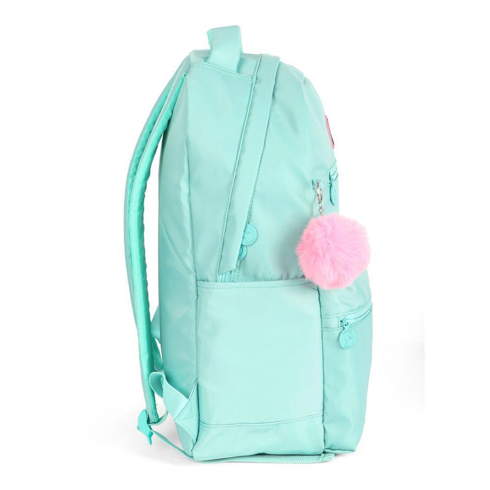 Mochila de Costas 18 Barbie Turquesa Com Pompom Luxcel