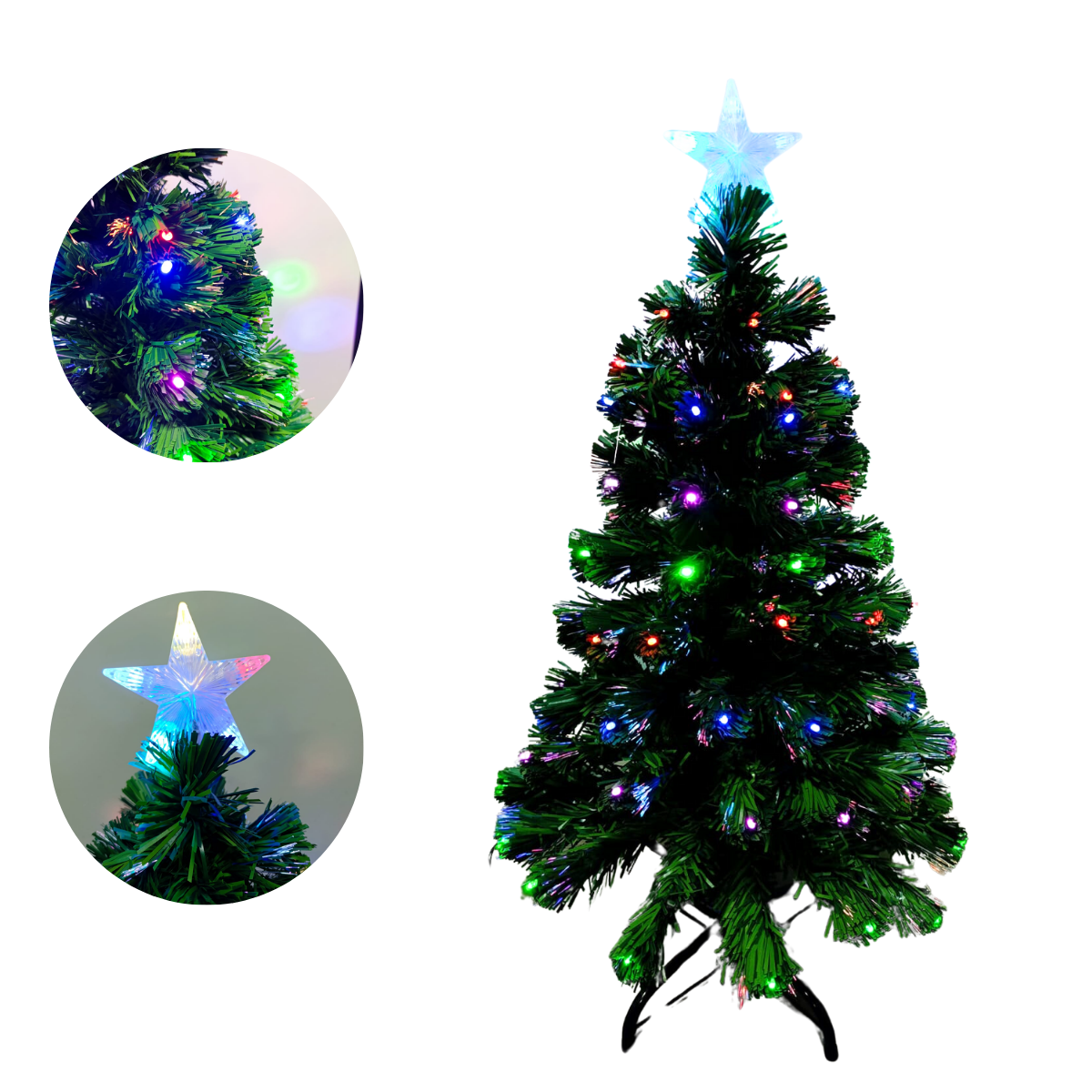 Arvore de Natal Fibra Optica Efeito Cachoeira 90CM A090