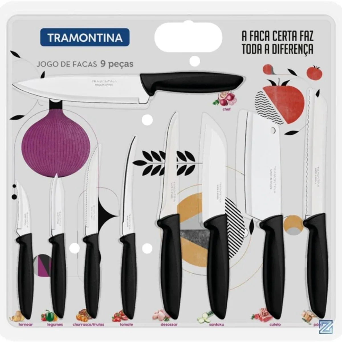 Jogo de Facas em Inox Plenus Preto 9 Peças -Tramontina - Loja Do Thor