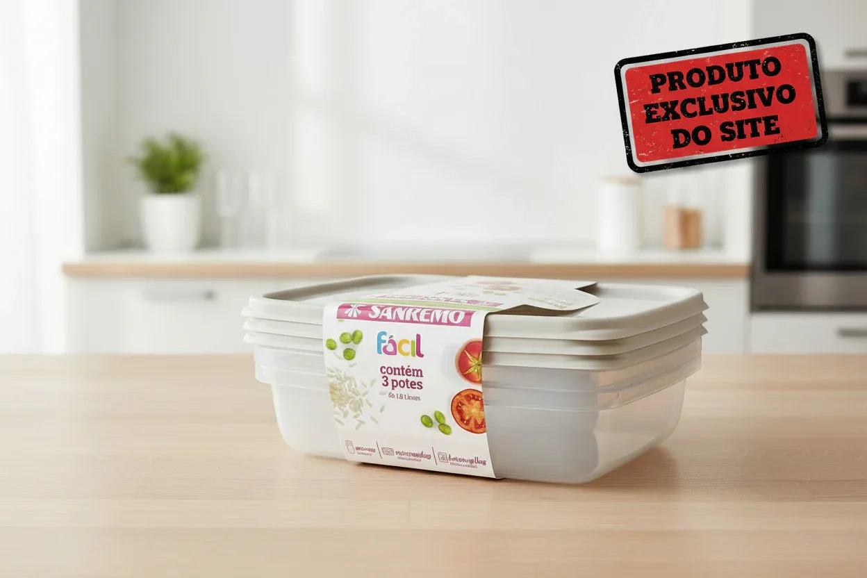 Conjunto 3 Potes Plástico Cinza Sanremo 1,8L - Loja Do Thor