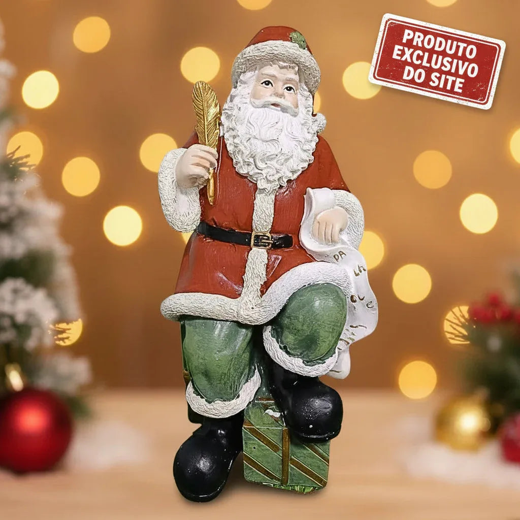 Papai Noel de Resina Vermelho com Verde 24,5X11cm Florarte 60511001 - Loja Do Thor