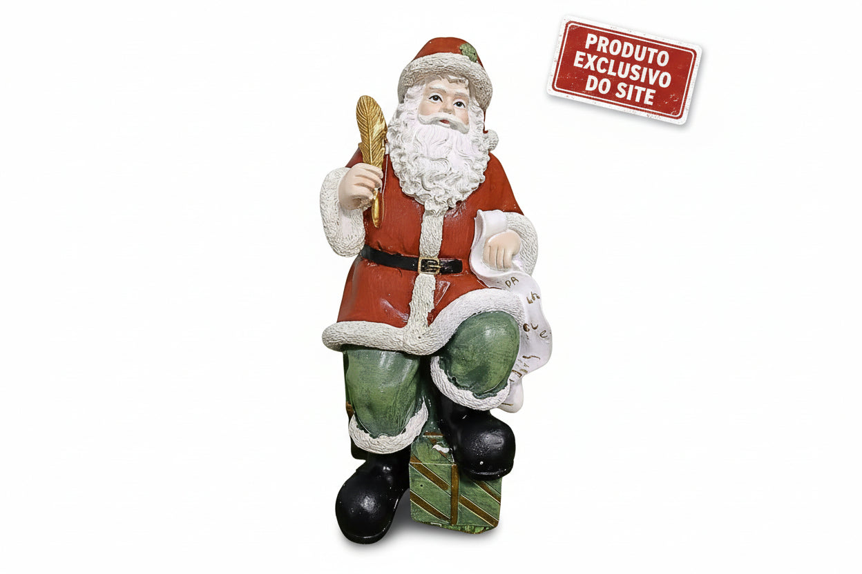 Papai Noel de Resina Vermelho com Verde 24,5X11cm Florarte 60511001 - Loja Do Thor