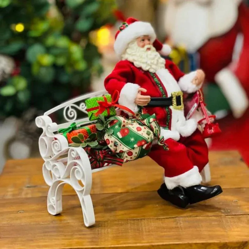 Papai Noel Com Presente Sentado No Banco 28Cm - Magizi - Loja Do Thor