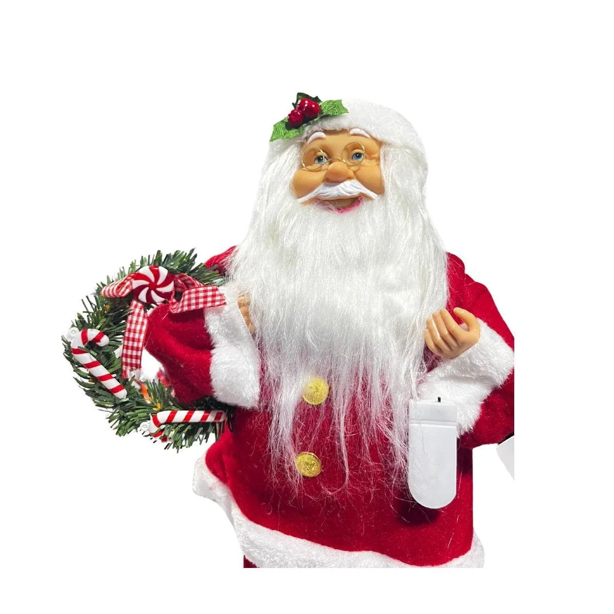 Papai Noel Em Pe Vermelho Branco 40cm C/LED Florarte - Loja Do Thor