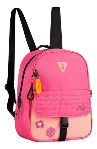 Bolsa Mochilha De Costas Rosa Nylon Luluca Oficial Lulike LU2959PK