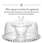 PRATO P/BOLO CRISTAL DE CHUMBO C/PE E TAMPA PEARL 31x25cm