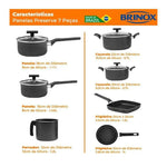 Conjunto Panelas Antiaderente Brinox Preserve Cinza 7 Pecas 7238/101 - Loja Do Thor