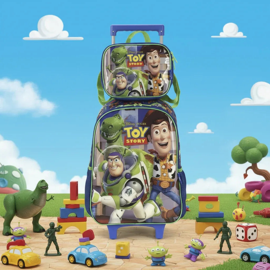 Kit Mochila Rodinhas + Lancheira Toy Story Verde - Loja Do Thor
