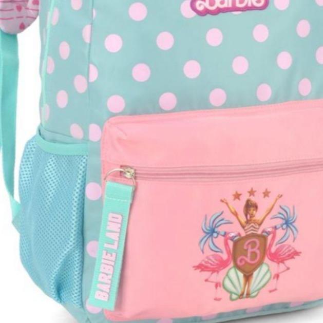 Mochila De Costas Barbie Verde E Rosa Bolinhas - Luxcel