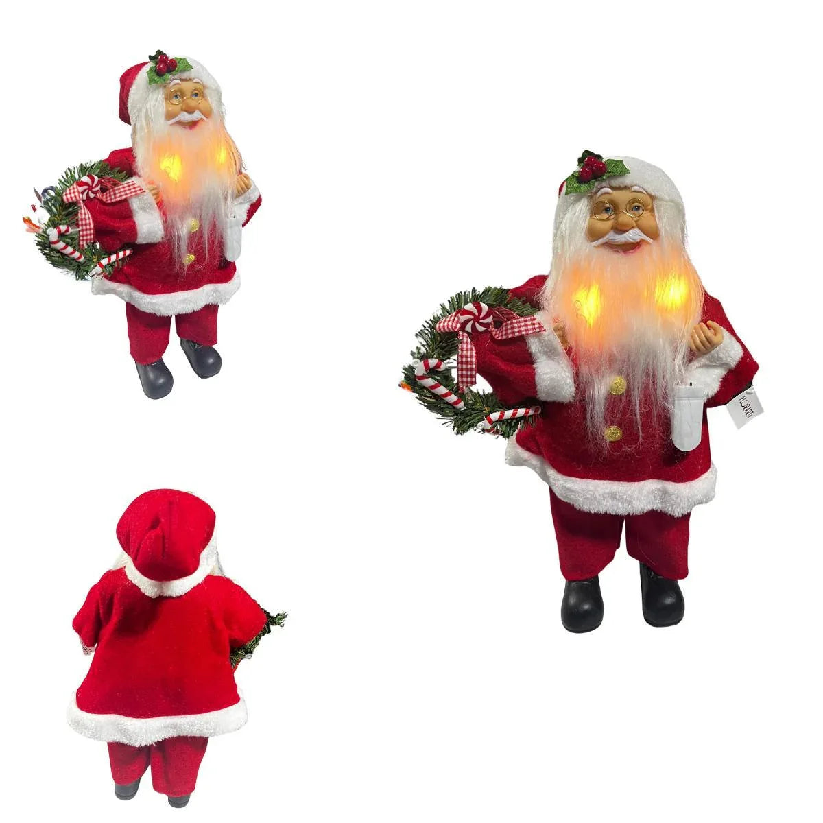 Papai Noel Em Pe Vermelho Branco 40cm C/LED Florarte - Loja Do Thor