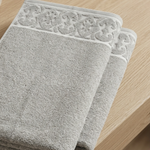 Toalha de Rosto Corttex Super Soft Arabesco Zero Twist Cinza 50x70cm