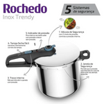 Panela de Pressao Inox Trendy 8L Fechamento Externo Rochedo