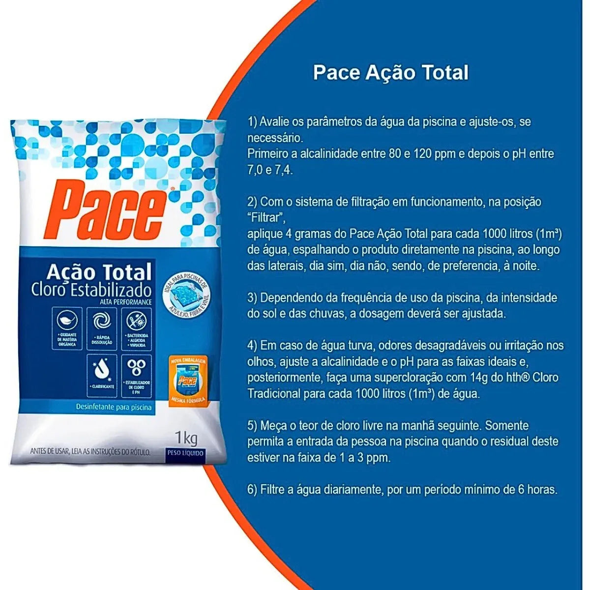 Pace Ação Total Cloro Estabilizado 1KG HTH 74026B - Loja Do Thor