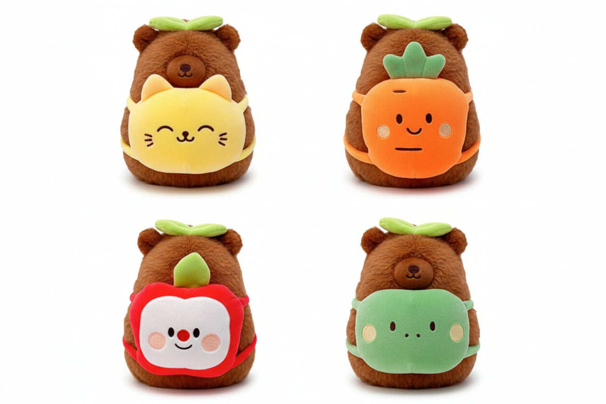 Pelucia Capivara C/Mochilinha de Fruta 40CM Sortido CAA0123 - Loja Do Thor