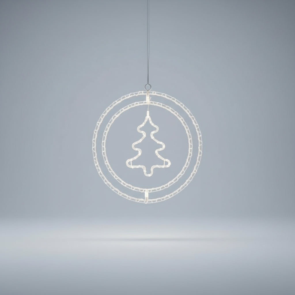 Argola Dupla C/ Figura Árvore 80 LEDs Branco - Global