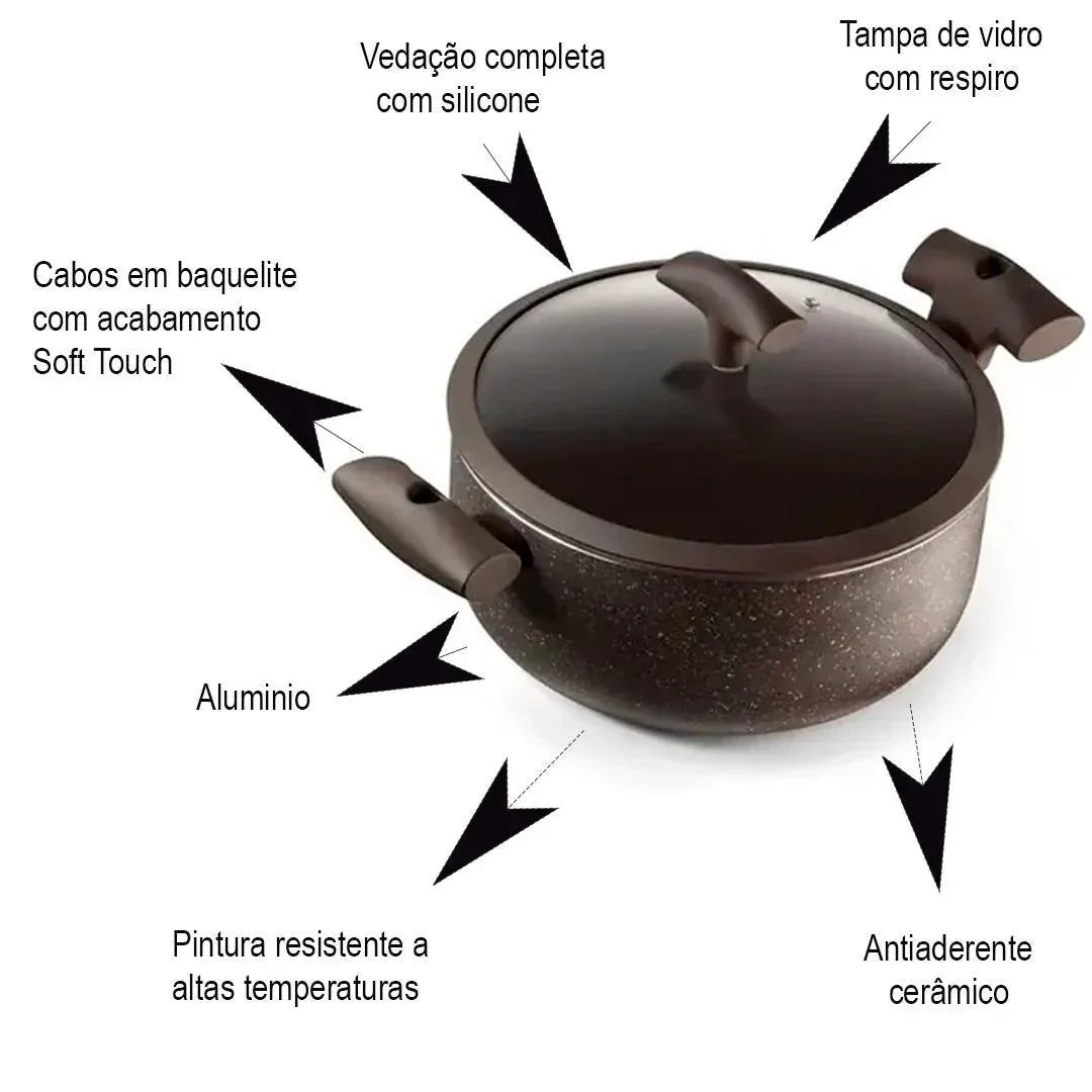 Panela Cacarola Com Tampa Inducao 4,5L 24X11Cm Hercules PA300-C24MA - Loja Do Thor