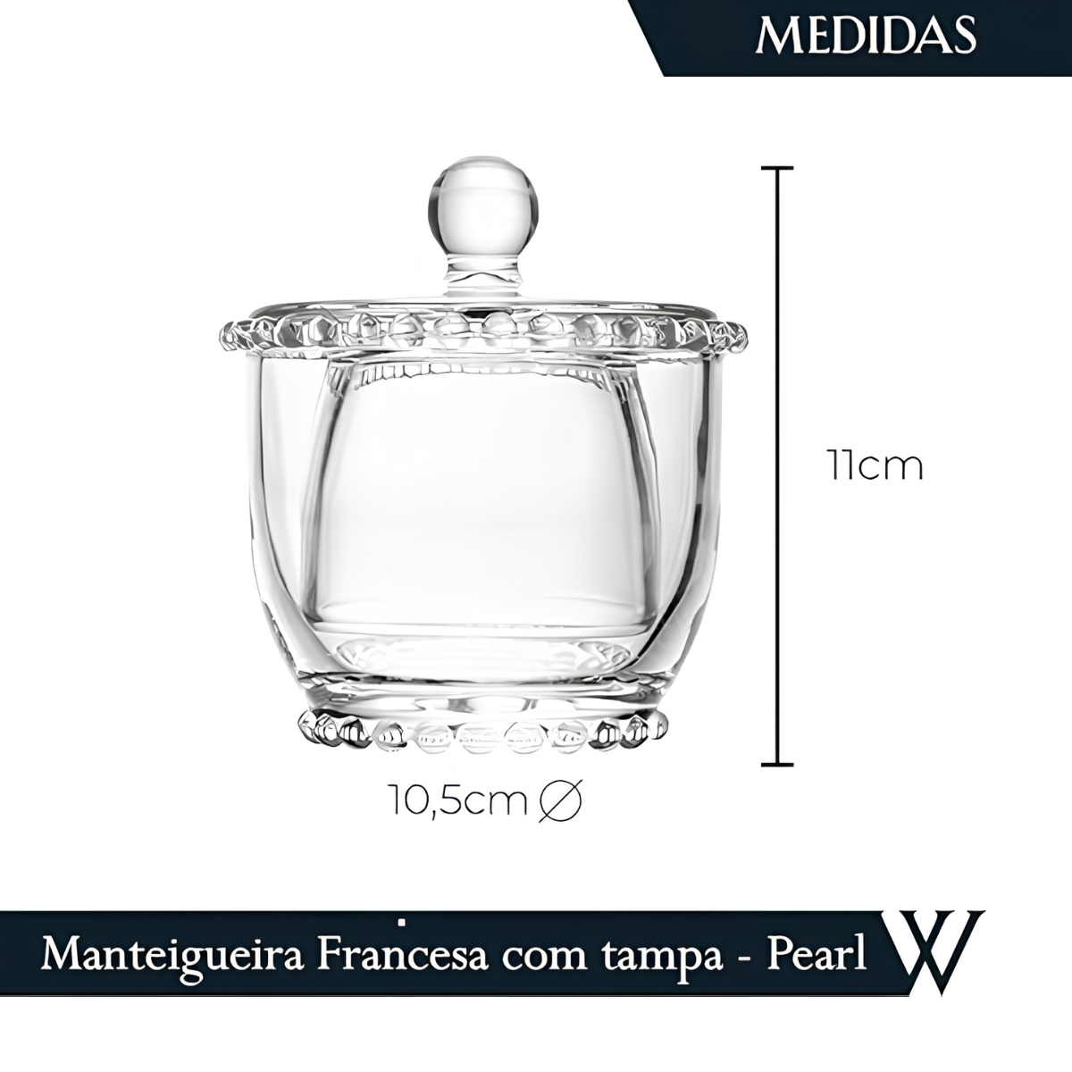 Prato de Cristal E Manteigueira Francesa Tampa Pearl - Wolff