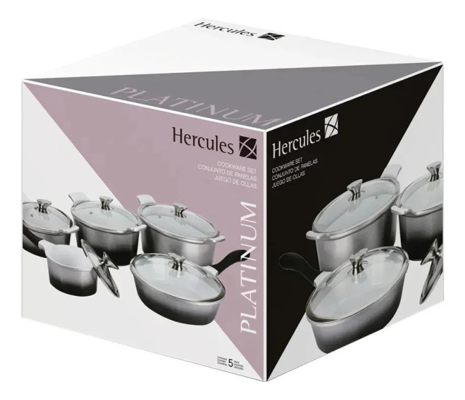 Jogo De Panelas 5 Pecas Aluminio Fundido Platinum Hercules - Loja Do Thor