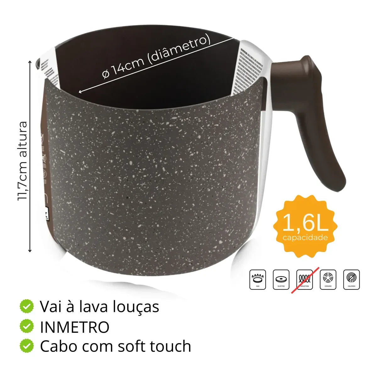 Fervedor Marrom Antiaderente PA300-L14MA - Hercules - Loja Do Thor